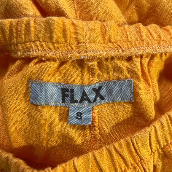 Flax Pants Womens Small Yellow Linen Cropped Pull On Lagenlook Travel Vacation - Picture 6 of 11